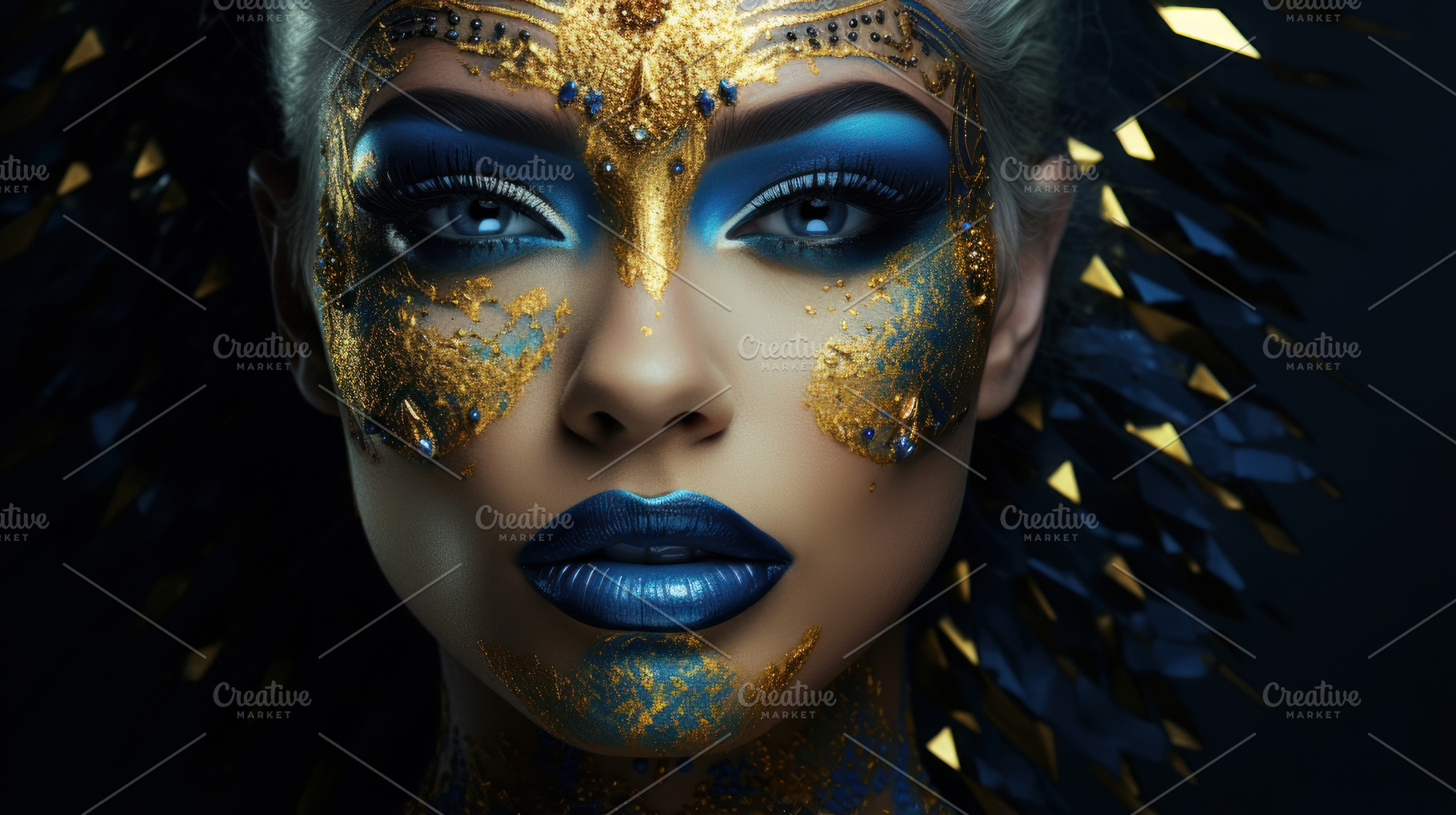 glamorous woman with blue makeup, a Photo by Pictures for you!!!!!!!!!