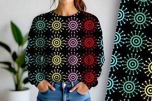 Bright Pop Art Circles on Black, a Pattern Graphic by Sharon Schwalbe