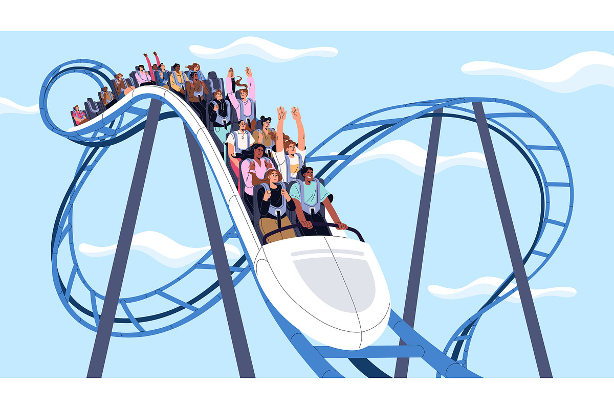 Roller coaster at amusement park, a Person Illustration by PaperTrident (Photo 2 of 2)