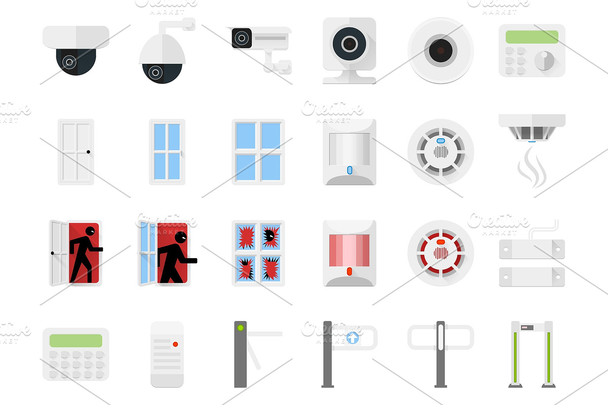 Security system set icons, an Icon by Flying tambourine