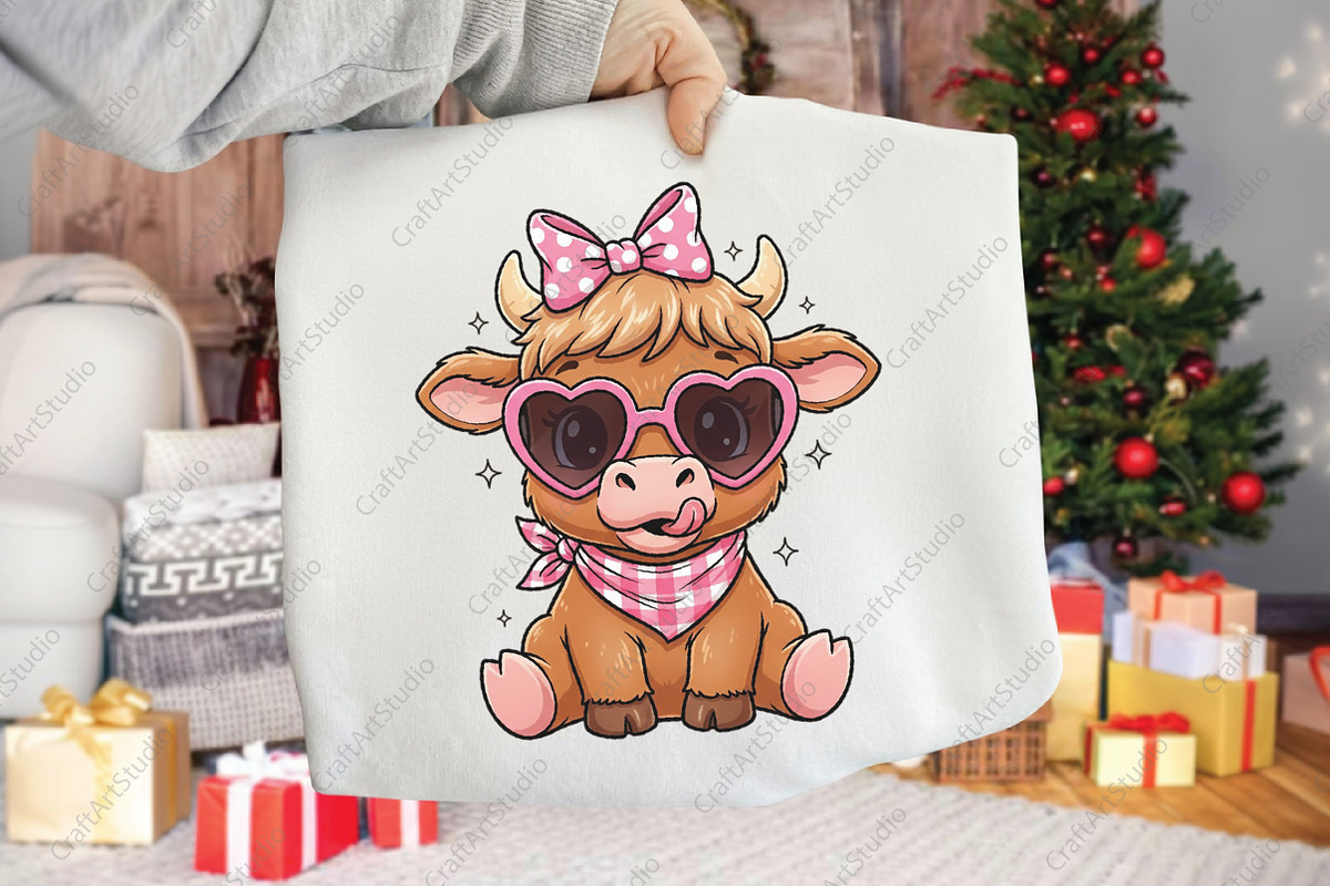 Valentine Heifer Highland Cow PNG, an Illustration by CraftArtStudio (Photo 4 of 4)