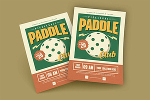 Green Retro Pickleball Paddle flyer, a Flyer Template by megarez