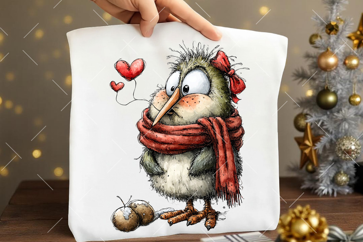 Whimsical Christmas Bird Clipart, an Illustration by OK Design (Photo 6 of 6)