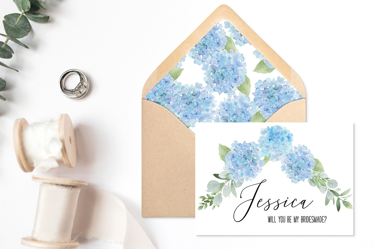 Blue Hydrangea Watercolor florals, an Illustration by DailyMiracleDigitals,LLC (Photo 2 of 11)