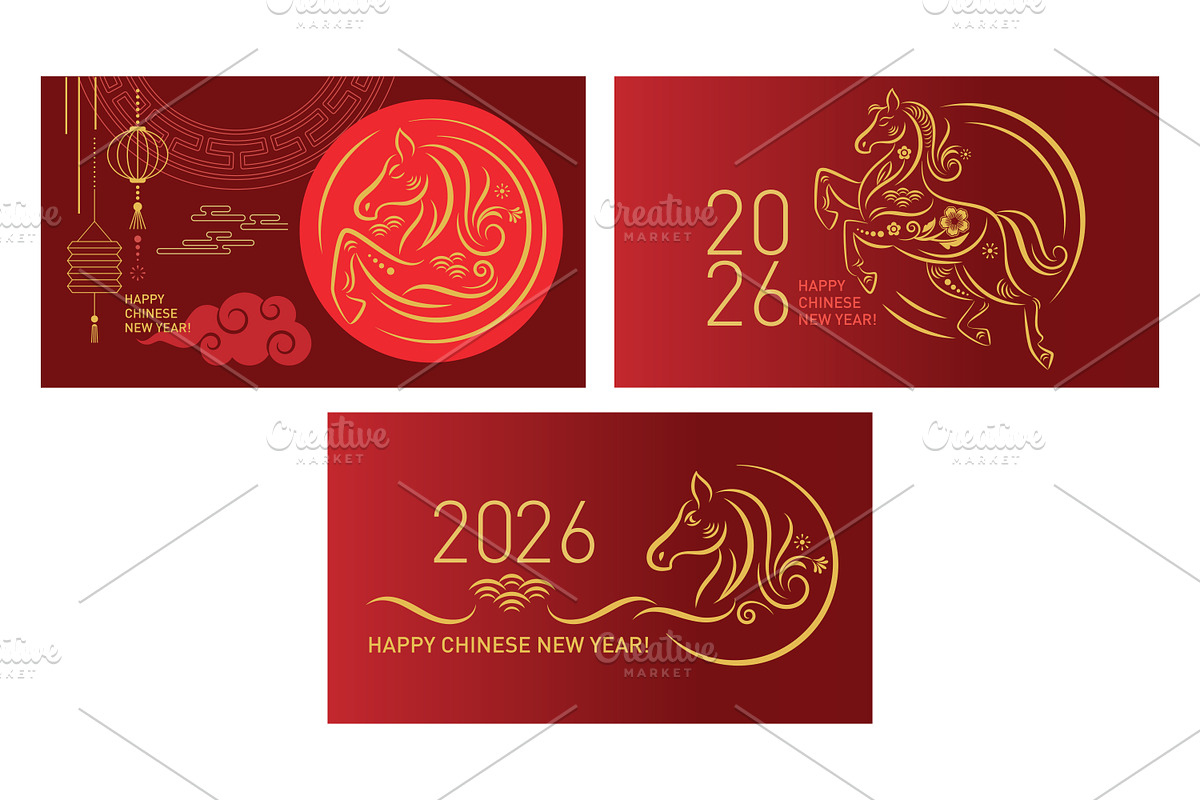 Card Set Chinese New Year, an Animal Illustration by lenlis (Photo 5 of 8)