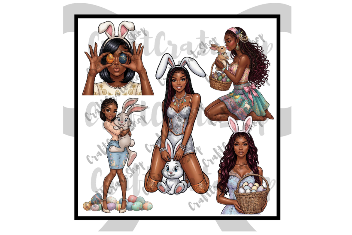 Black Woman Easter Clipart Bundle, an Illustration by CraftCrateShop (Photo 8 of 8)
