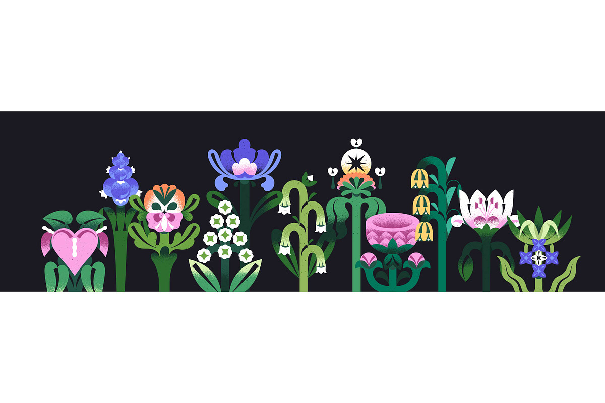 Abstract flowers set + backgrounds, a Decorative Illustration by PaperTrident (Photo 7 of 16)