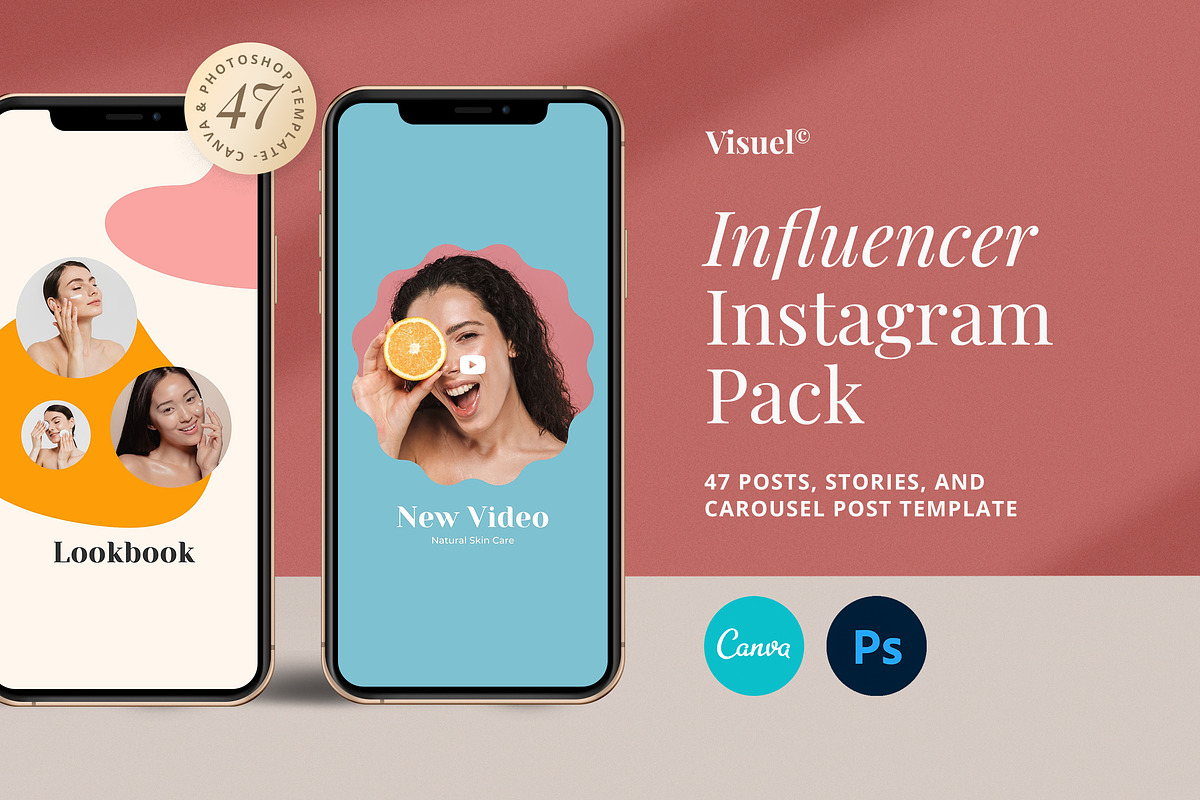 Influencer Instagram Pack | PS CANVA, a Social Media Template by Visuel Colonie® (Photo 1 of 16)