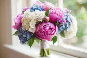 A charming bouquet of peonies and hy, a Photo by Iftikhar Alam