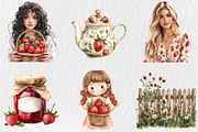 Watercolor Strawberry Time Clipart, an Empty State Illustration by Rose Art (Thumbnail 3 of 4)