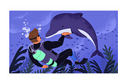 People swim underwater. Scuba diving, a Sport Illustration by PaperTrident (Thumbnail 3 of 9)