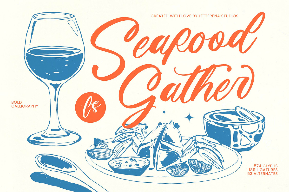 Seafood Gather Bold Calligraphy, a Script Font by Letterena Studios Script (Photo 1 of 20)