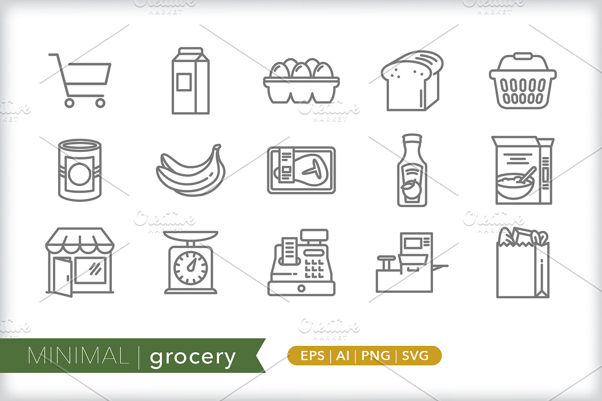 Minimal grocery icons, an Outline Icon by Picture Window (Photo 1 of 5)