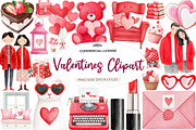 watercolor valentines day clipart, an Illustration by CreationArt (Thumbnail 1 of 7)