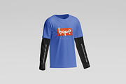 Double Layer Long Sleeve T-shirt, a Shirt Mockup by Momogi (Thumbnail 3 of 8)