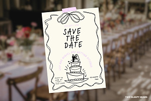 Hitched in Ink - Wedding Invite, an Invitation Template by Two Sleepy Heads Studio