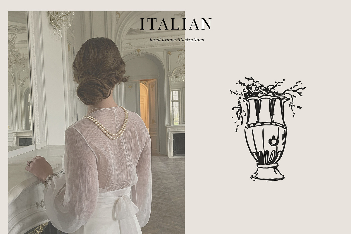 Italy abstract line art. Wedding svg, a Decorative Illustration by Summer Nightingale Art (Photo 2 of 5)