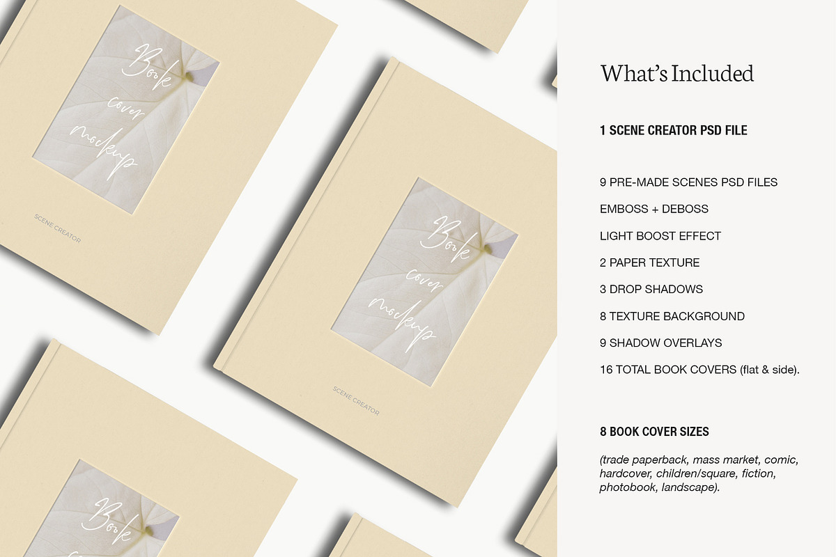 Book Cover Mockup Scene Creator, a Print Template by Mockstore (Photo 2 of 18)