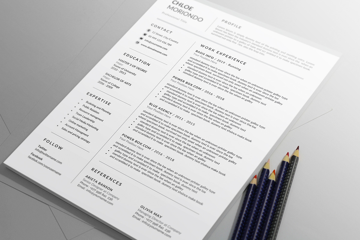 Word Resume & Cover Letter, a Resume Template by Creatune (Photo 4 of 4)