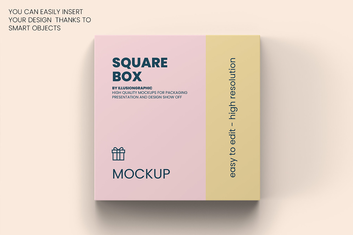 Square Box with Lid Mockups 10 Views, a Packaging Mockup by Illusiongraphic (Photo 6 of 21)