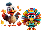CRAZY TURKEY THANKSGIVING CLIPART, an Animal Illustration by Daring Digies (Thumbnail 2 of 8)