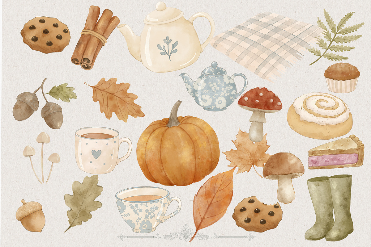 Cozy Autumn Cottagecore collection, a Seasonal Illustration by AlenaVlasko stock Market (Photo 6 of 6)
