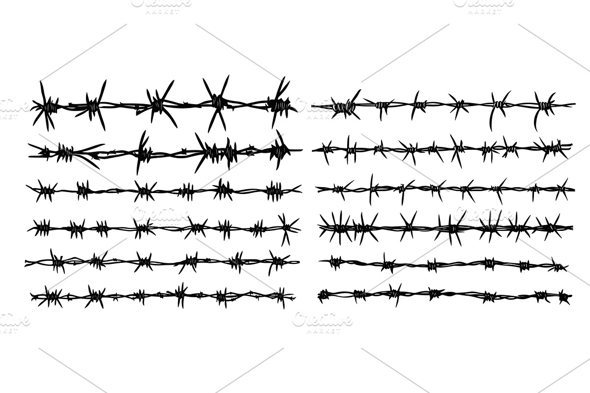 Black barbed wires. Thorn steel, an Illustration by Stock-Smart-Start