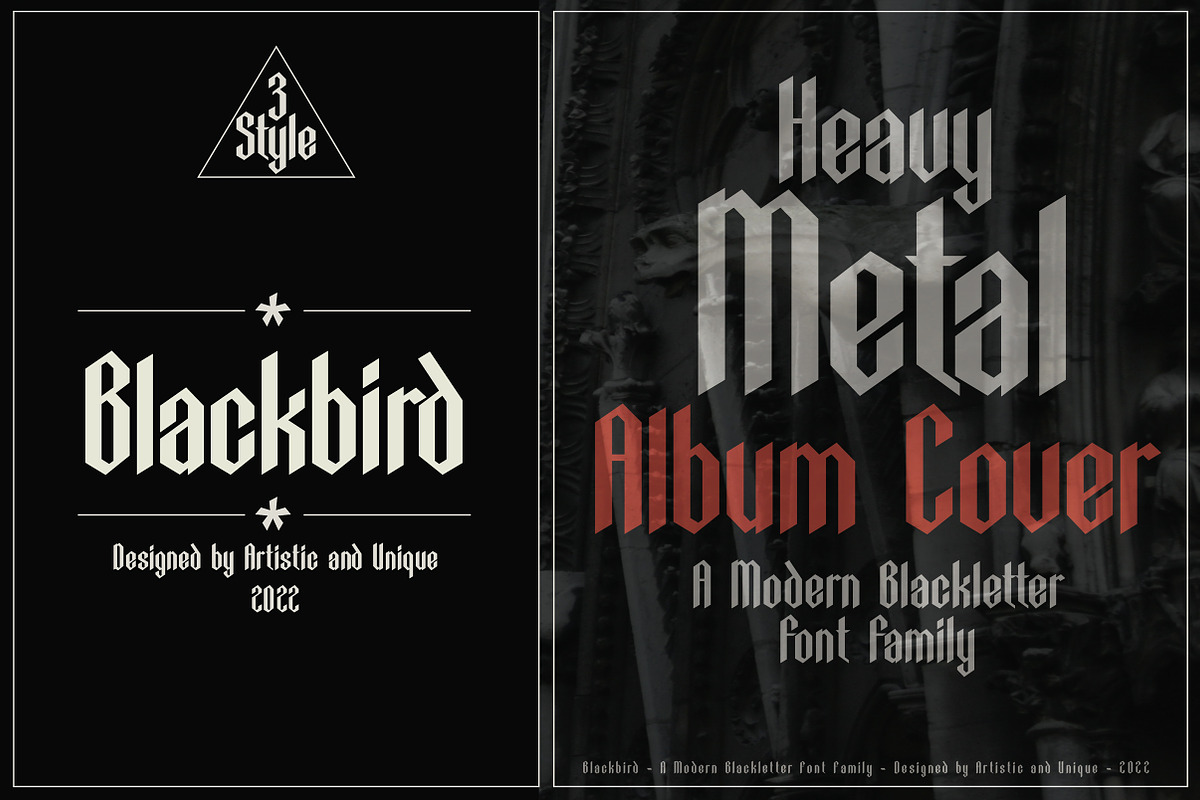 Blackbird - Blackletter font family, a Blackletter Font by Artistic & Unique (Photo 6 of 16)