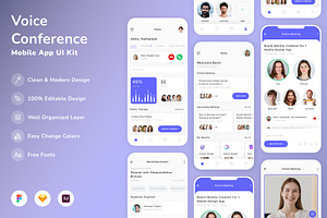 Voice Conference Mobile App UI Kit