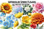 Watercolor Spring Flower Clipart, an Illustration by Dream Creation (Thumbnail 1 of 5)