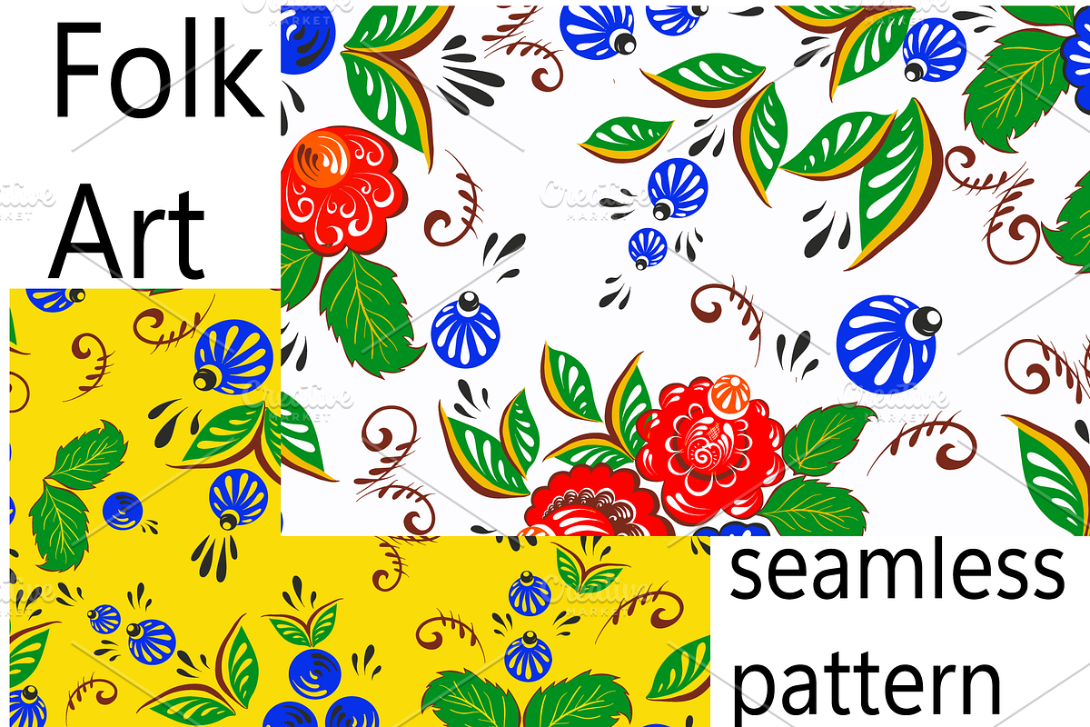 Folk art magic birds in flowers, a Decorative Illustration by IPVector (Photo 3 of 4)