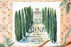 Italy Tiles Wedding Watercolor Siena