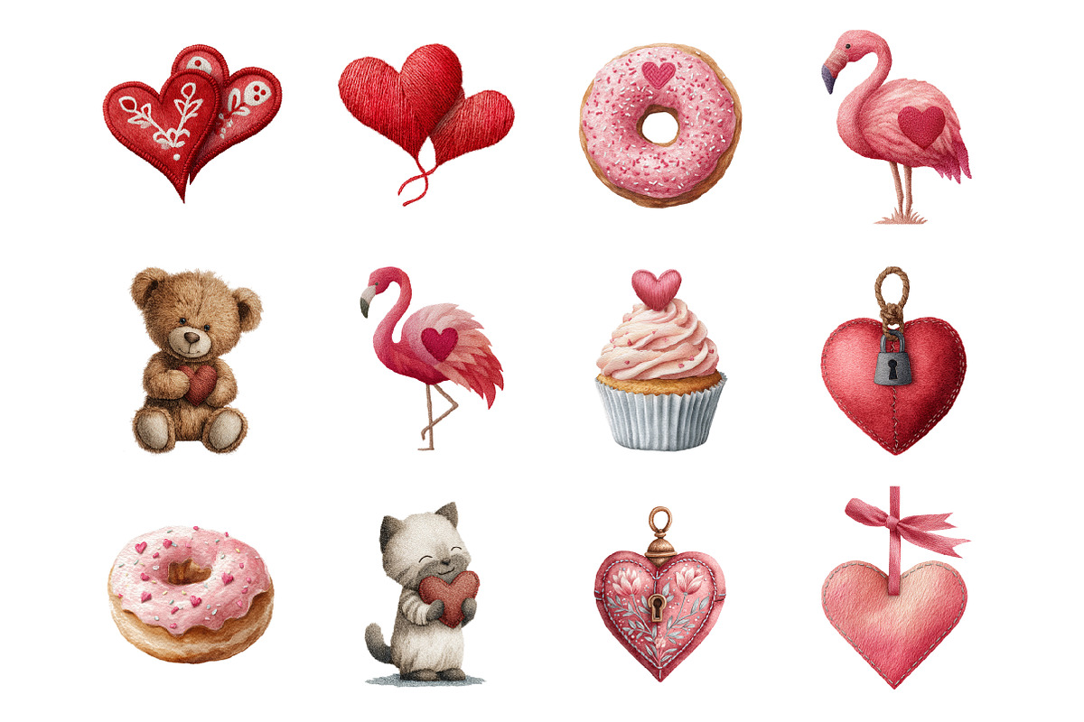Valentine's Embroidery Clipart, an Illustration by Design Market (Photo 3 of 3)