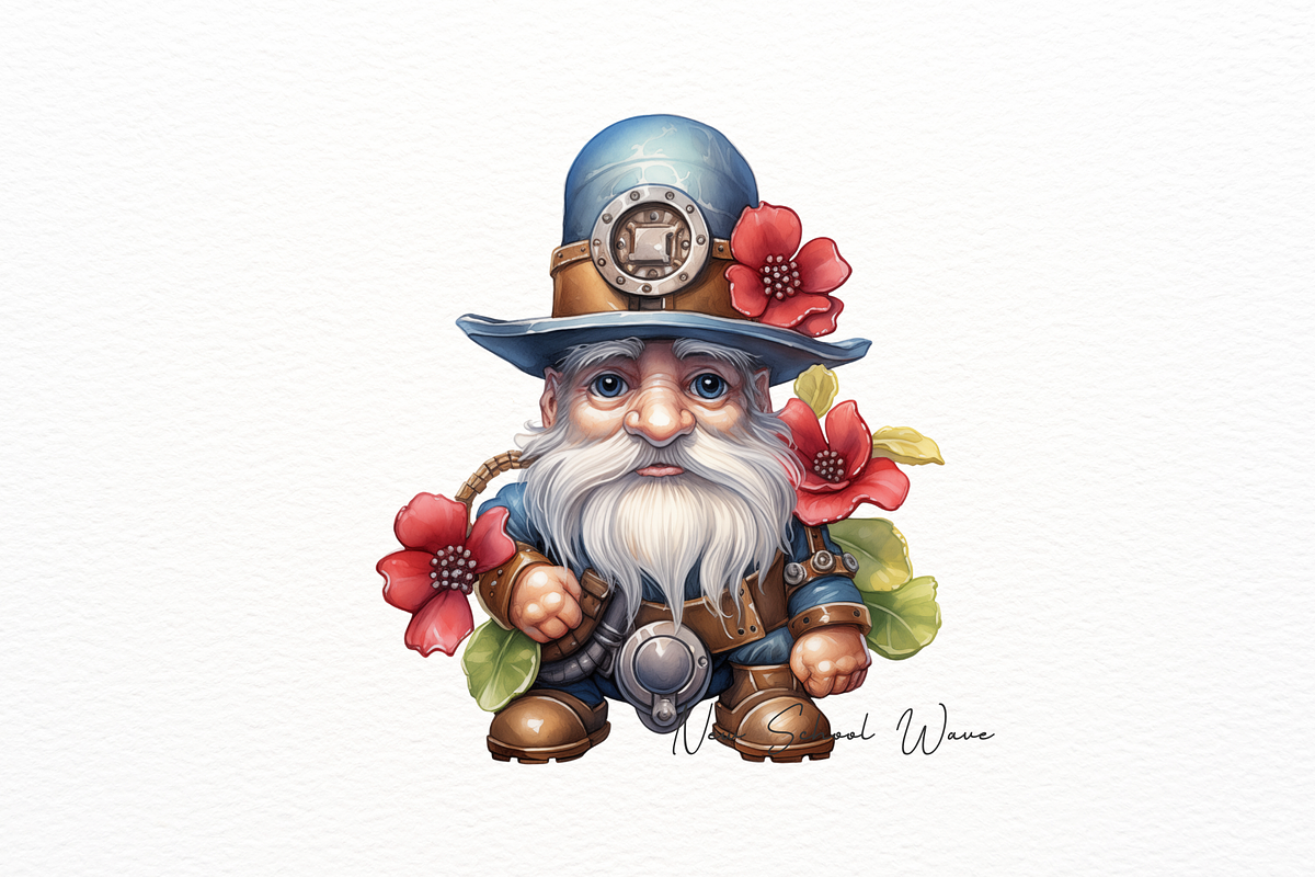 Steampunk Gnome with Flowers, a Person Illustration by New-School-Wave (Photo 3 of 5)