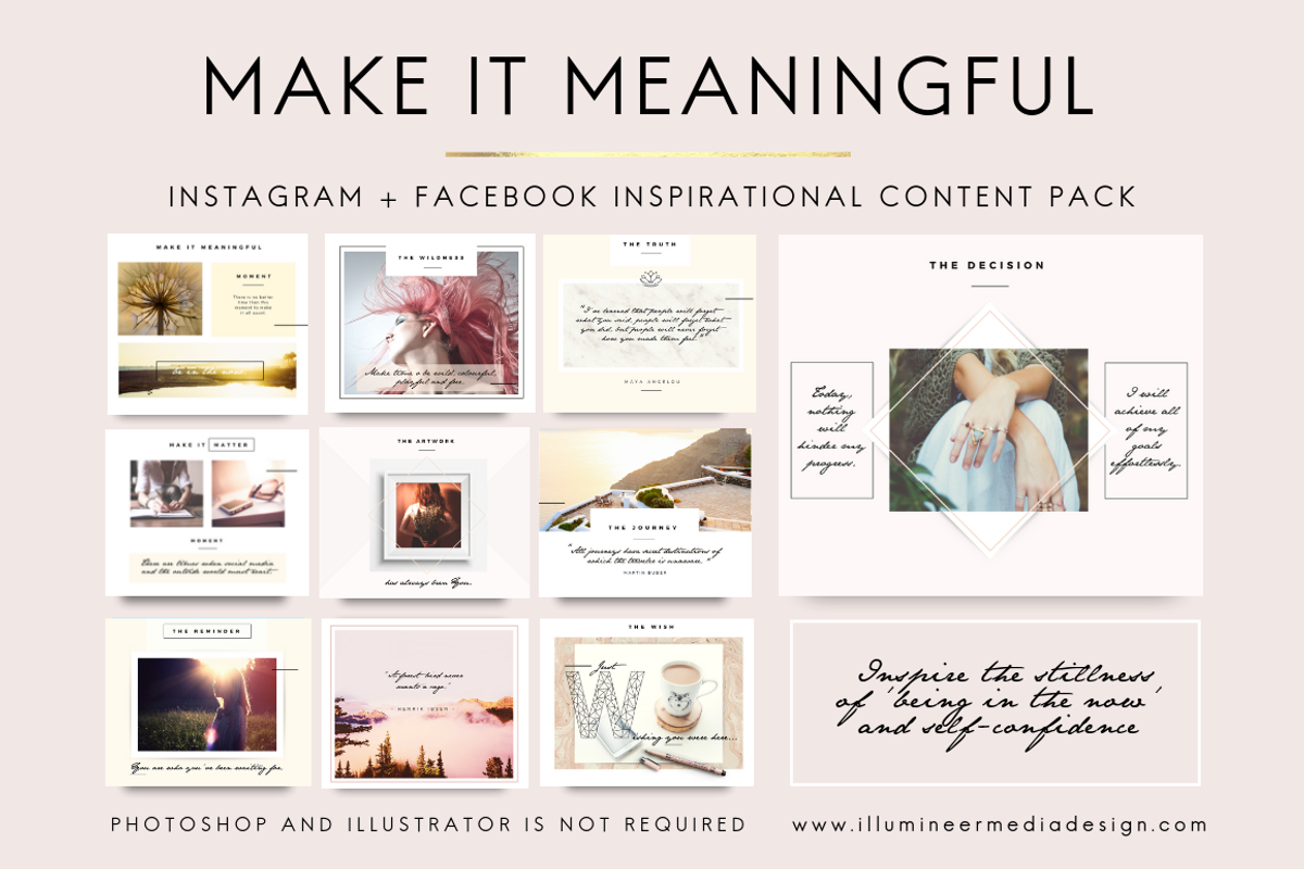 MAKE IT MEANINGFUL Social Media Pack, a Social Media Template by Illumineer Media & Design (Photo 1 of 5)