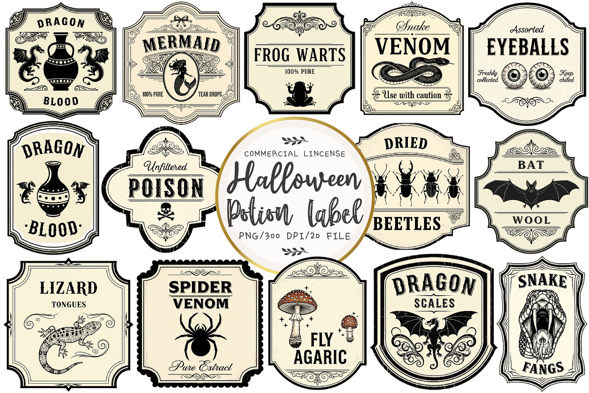 Halloween Potion Label Sublimation, an Illustration by OK Design (Photo 1 of 5)