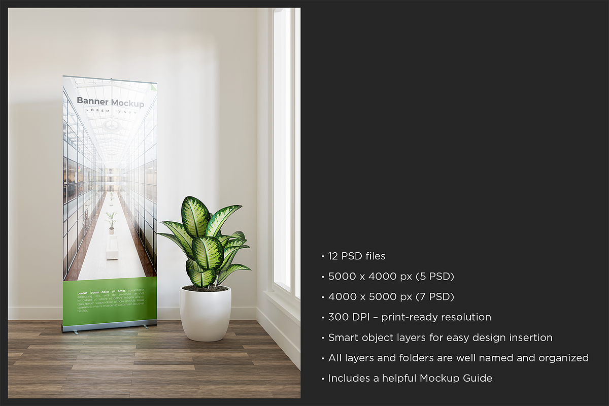 Indoor Roll-Up Banner Mockup, an Advertising Mockup by Muhazdinata (Photo 10 of 10)