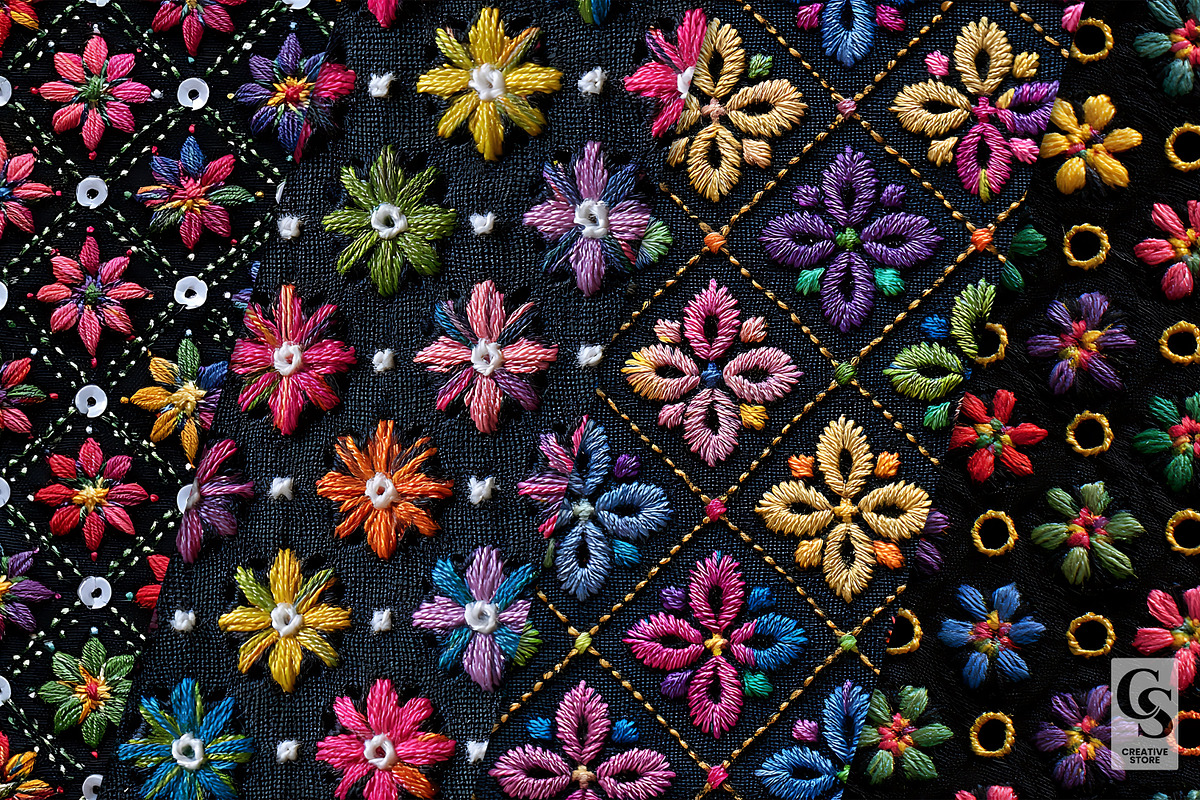 Multicolor Chikankari Embroidery, a Pattern Graphic by Creative Store (Photo 2 of 5)