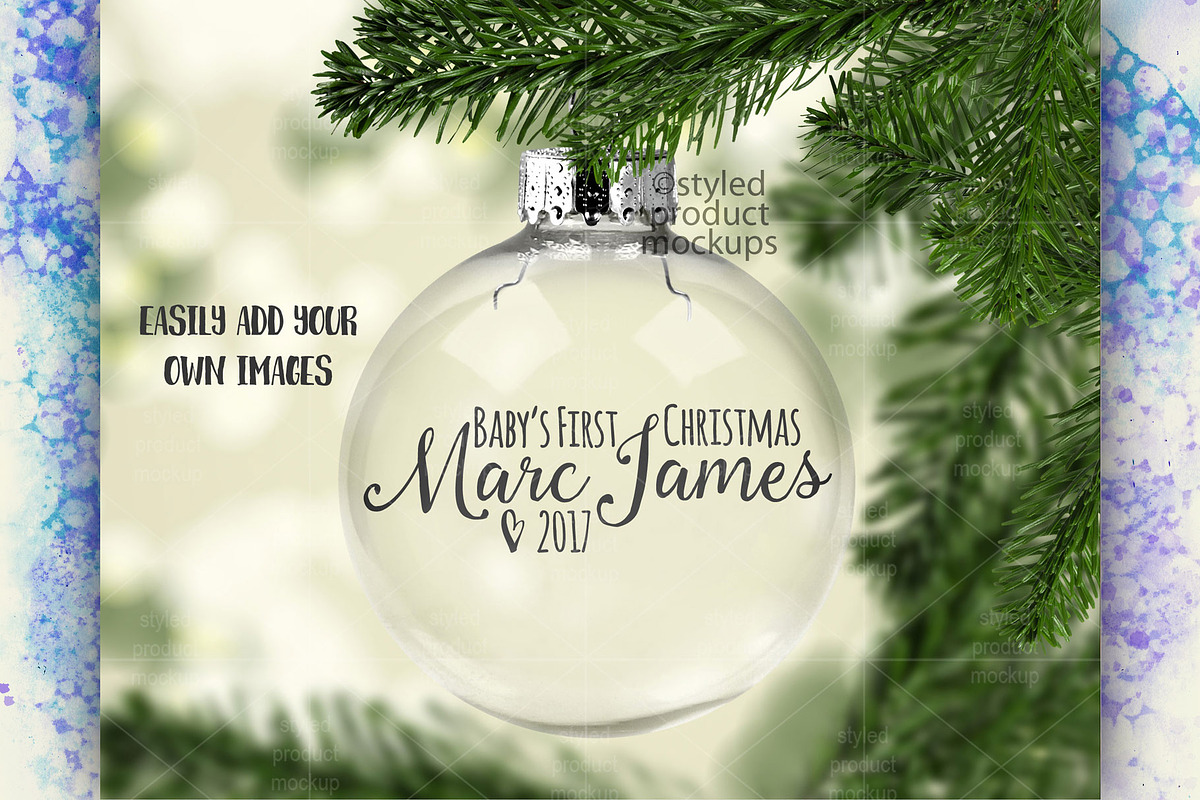 Clear glass ornament mockup, a Product Mockup by StyledProductMockups (Photo 2 of 5)