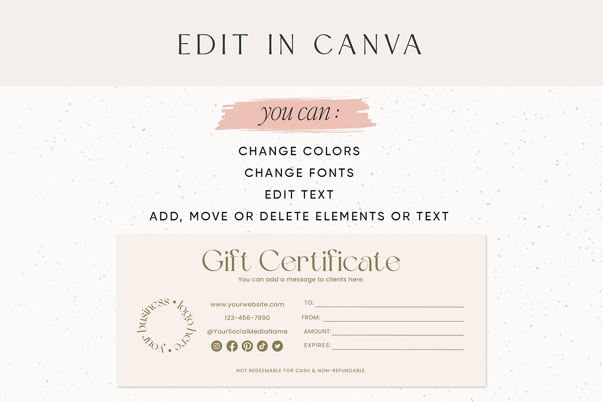 Luxury Gift Certificate Canva Design, a Business Card Template by Summit Avenue (Photo 5 of 6)