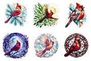 Stained Glass Cardinal Bird Clipart, a Seasonal Illustration by DreamArtGraphic (Thumbnail 1 of 3)