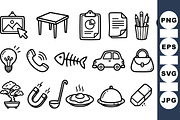 Hand Drawn Office Icons Set, an Illustration by designvectx (Thumbnail 1 of 3)