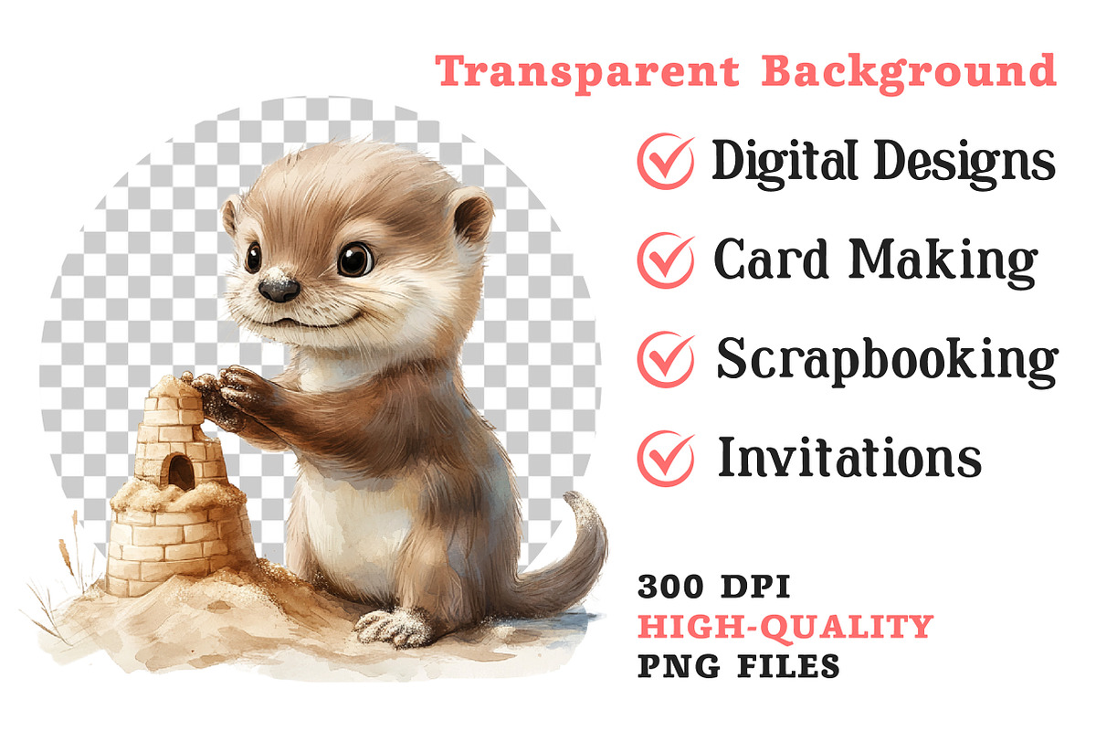 Summer Playful Otter Pups Clipart, an Illustration by Dream Creation (Photo 6 of 6)