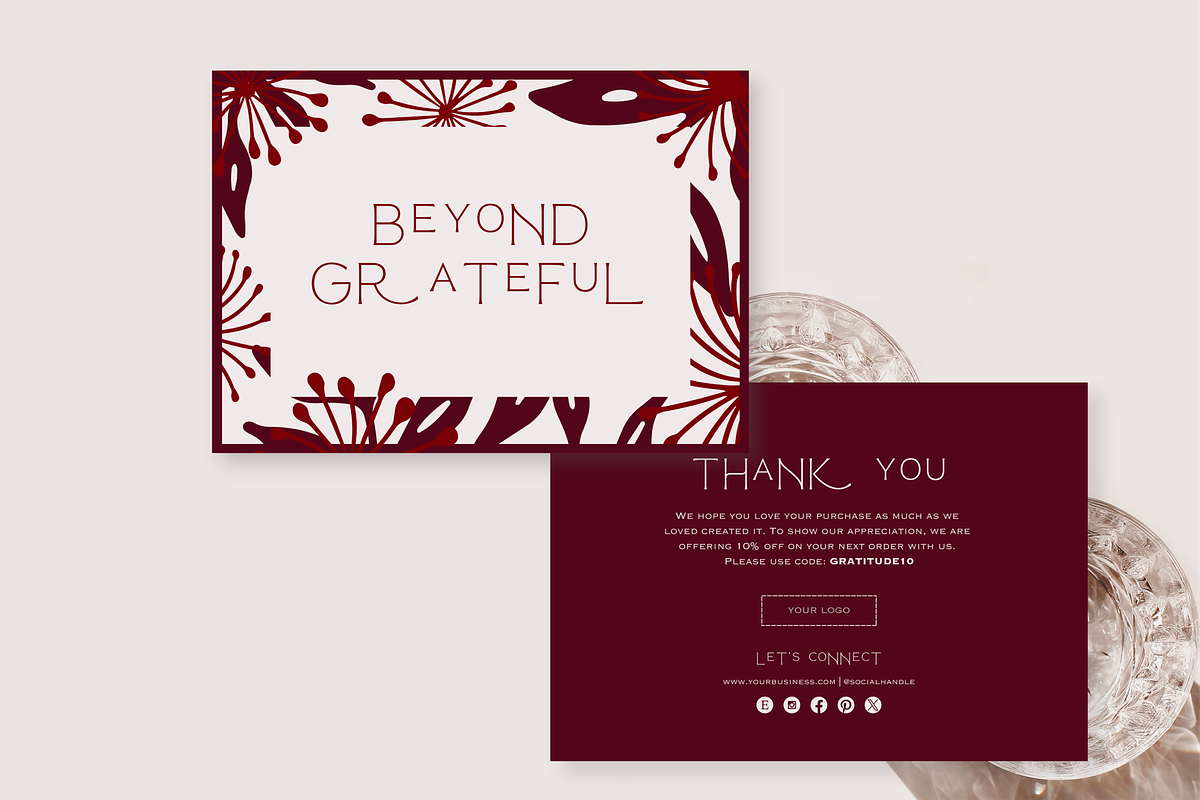 Floral Thank you Card Canva Template, a Card Template by LePosey Studio (Photo 3 of 6)