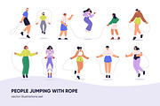 People jump with skipping rope set, a Person Illustration by Good Studio (Thumbnail 1 of 7)