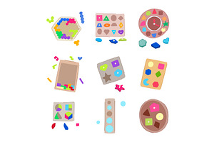 puzzles toy set cartoon vector, an Object Illustration by pikepicture