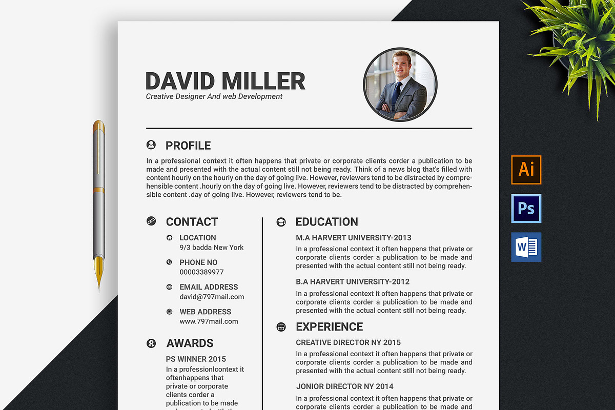Resume Template | CV + Cover Letter, a Resume Template by designvillage (Photo 1 of 13)