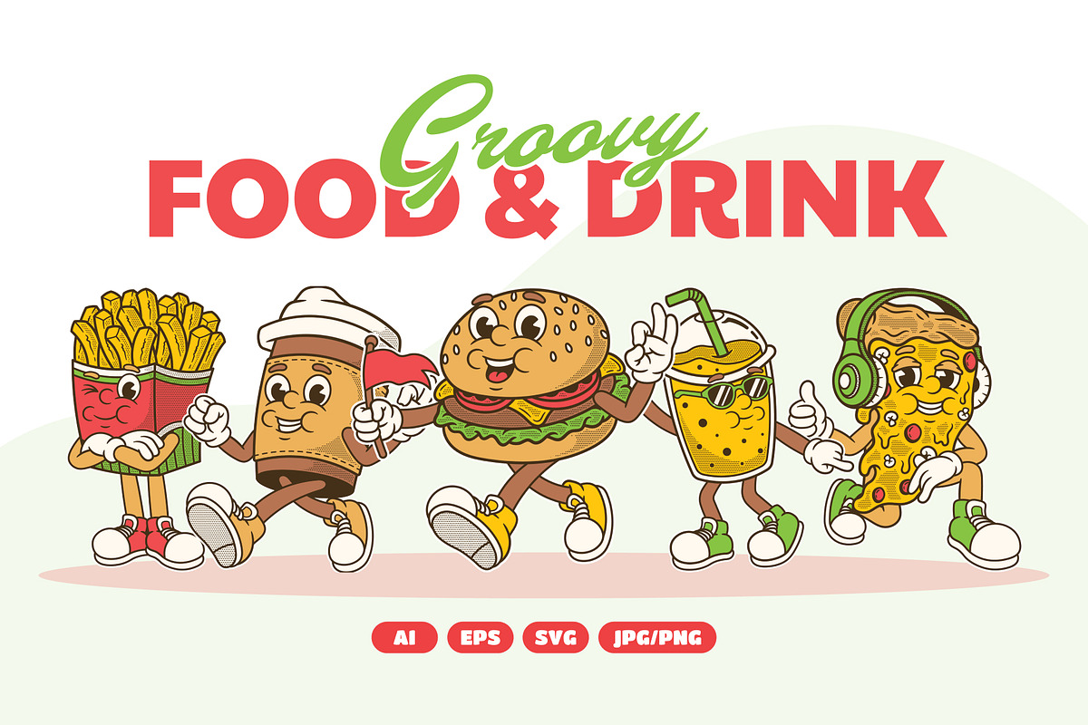 Groovy Food Mascot Illustration, a Food Illustration by Decoconio Design (Photo 1 of 7)