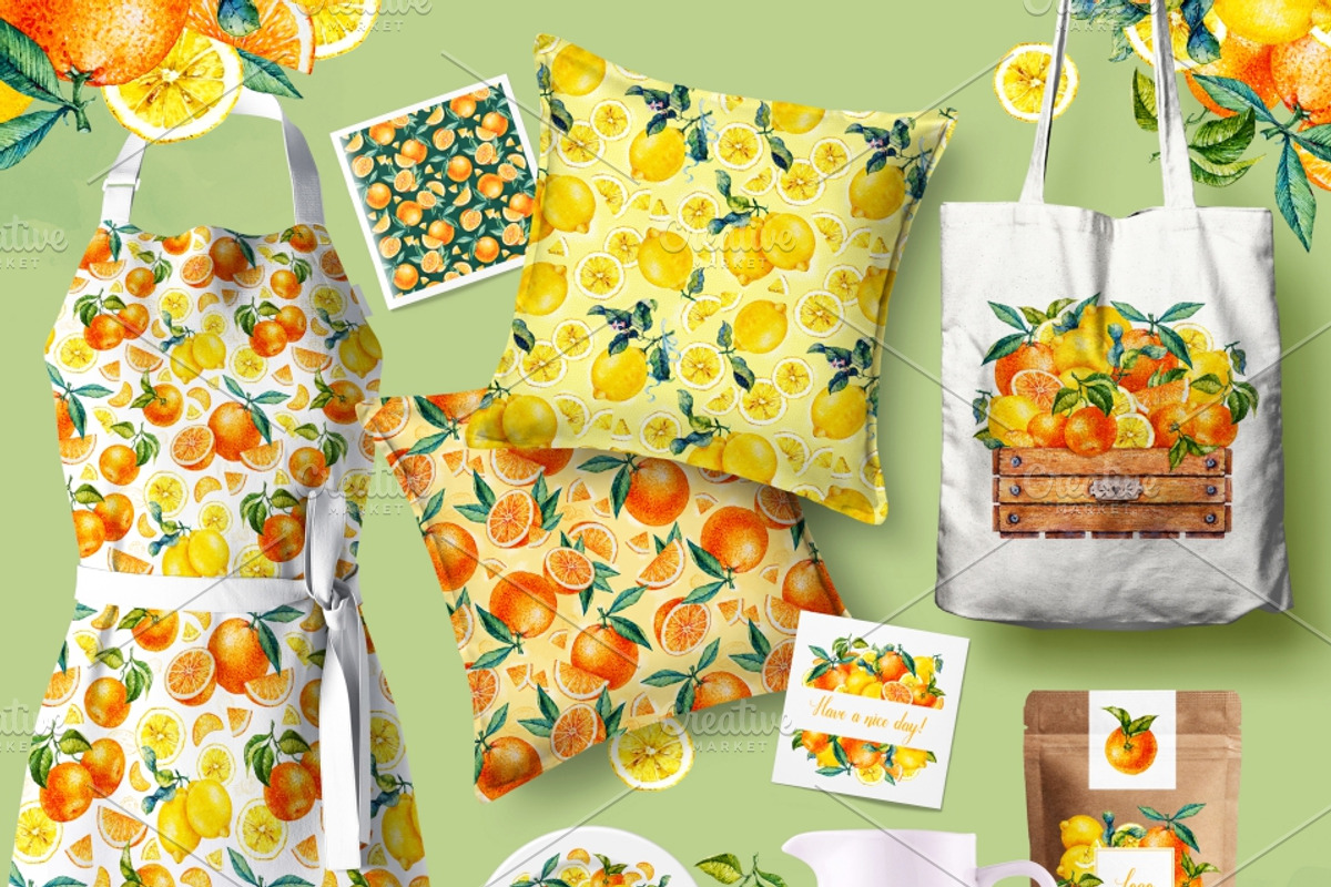 Citrus. Watercolor., a Decorative Illustration by Ekaterina Mikheeva (Photo 6 of 6)