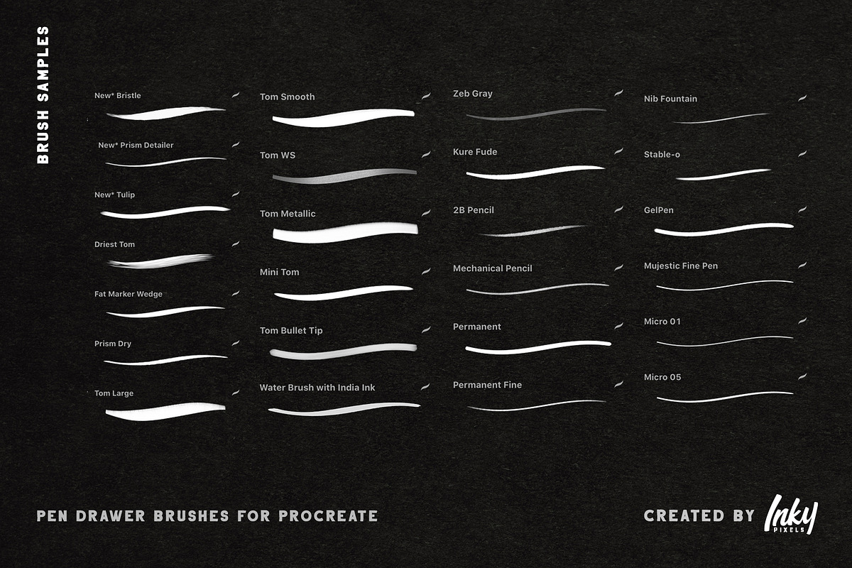 Pen Drawer Procreate Brush Set, a Brush Add-On by Inky Pixels (Photo 3 of 7)